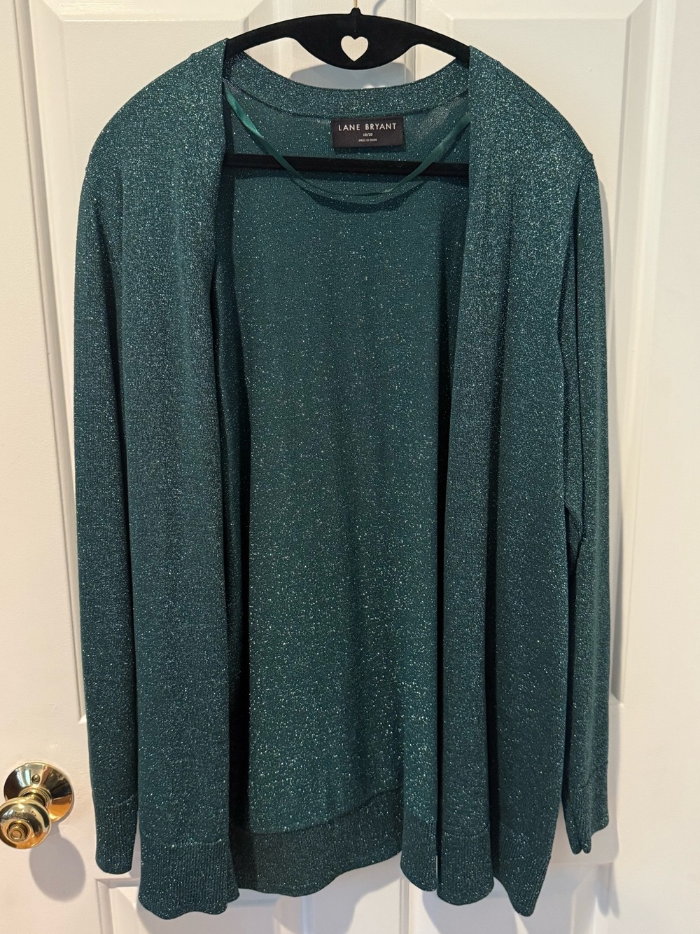 Lane Bryant Green Shimmer Open-Front Cardigan 18/20